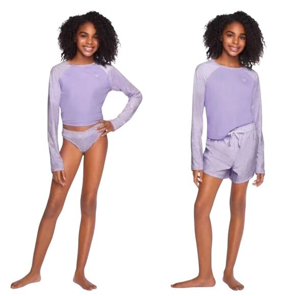 Roxy Girl’s Swim Set Size Medium Purple NWT - Picture 2 of 15